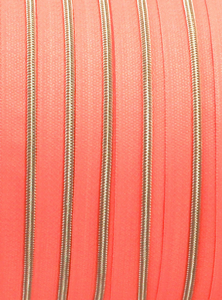 Endlosreißverschluss metallisiert schmal koralle/messing-antik (1m)